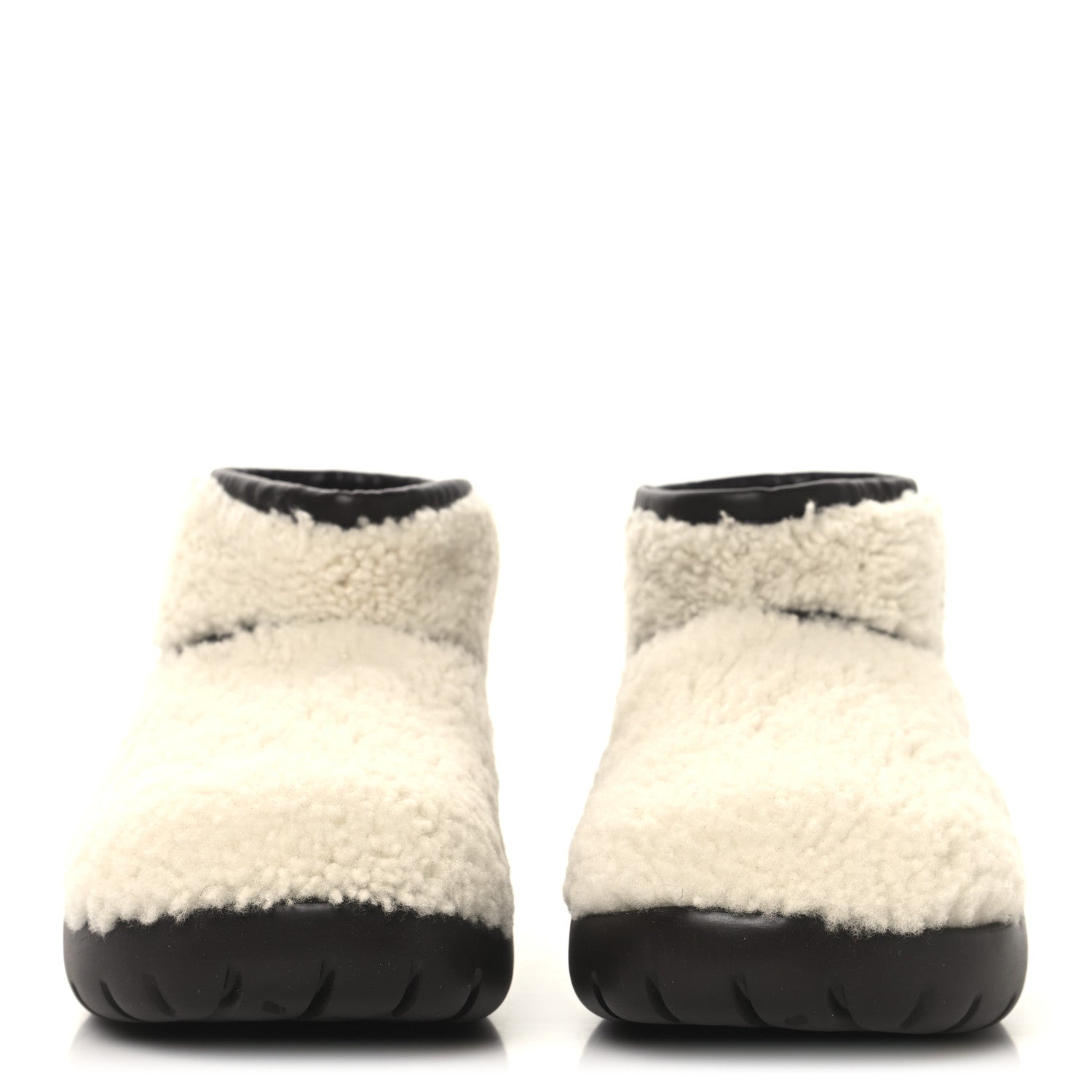 Bottega Veneta Shearling Snap Ankle Boots 40 White