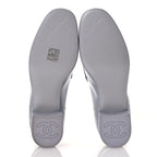 Chanel Shiny Calfskin Logo Loafers 37 Light Grey