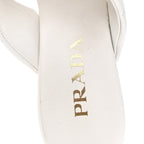 Prada Nappa Logo Quilted Crisscross 65mm Block Heel Slide Sandals 39.5 White