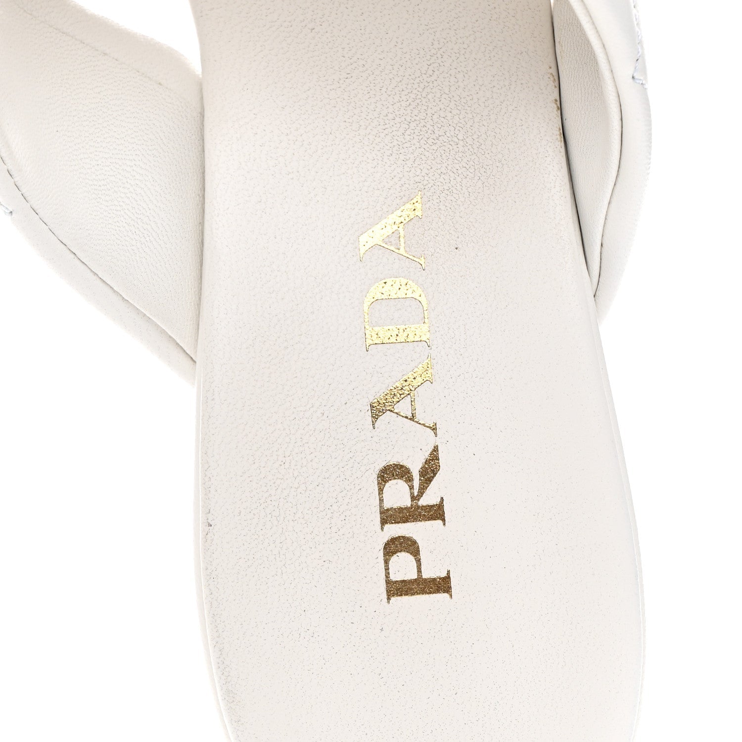 Prada Nappa Logo Quilted Crisscross 65mm Block Heel Slide Sandals 39.5 White
