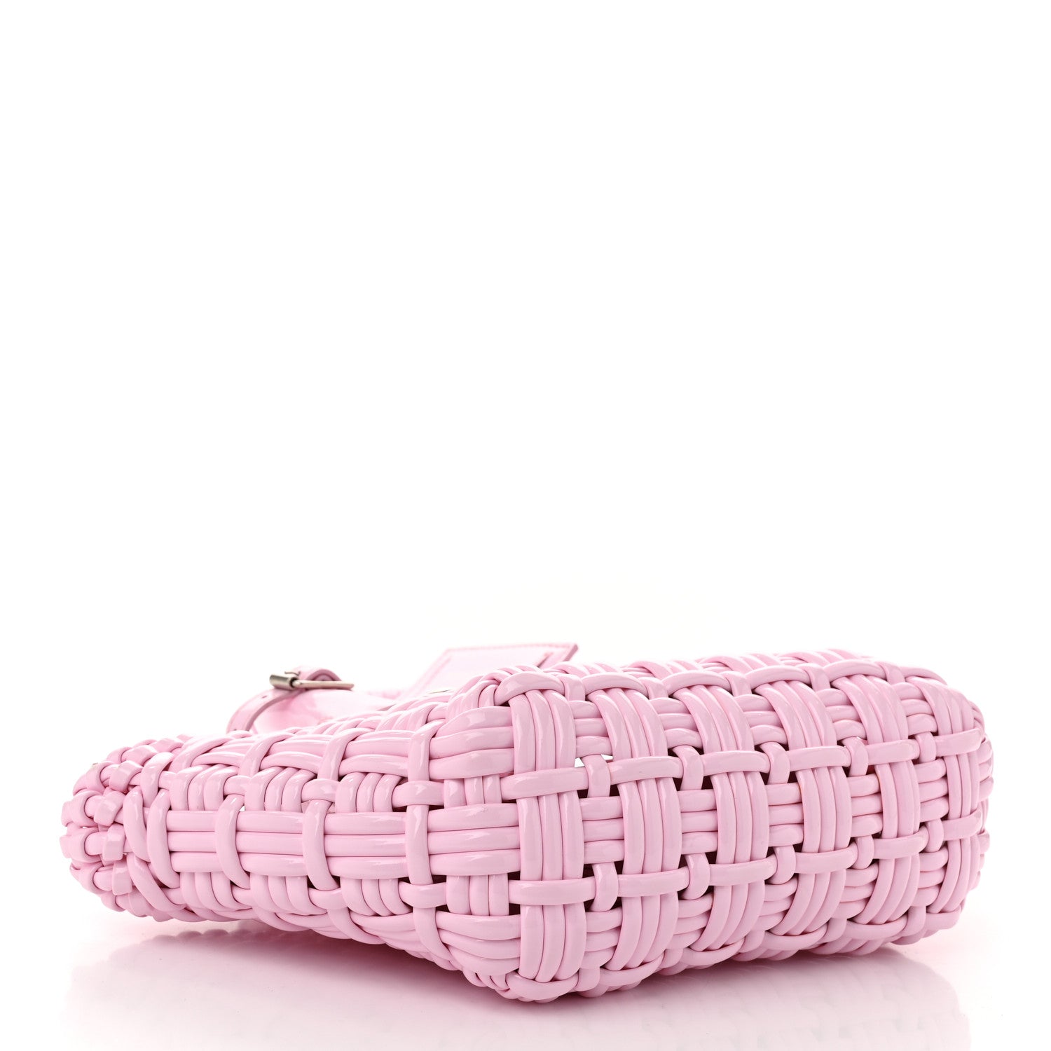 Balenciaga Faux Calfskin Braided Varnished XXS Bistro Basket Candy Pink
