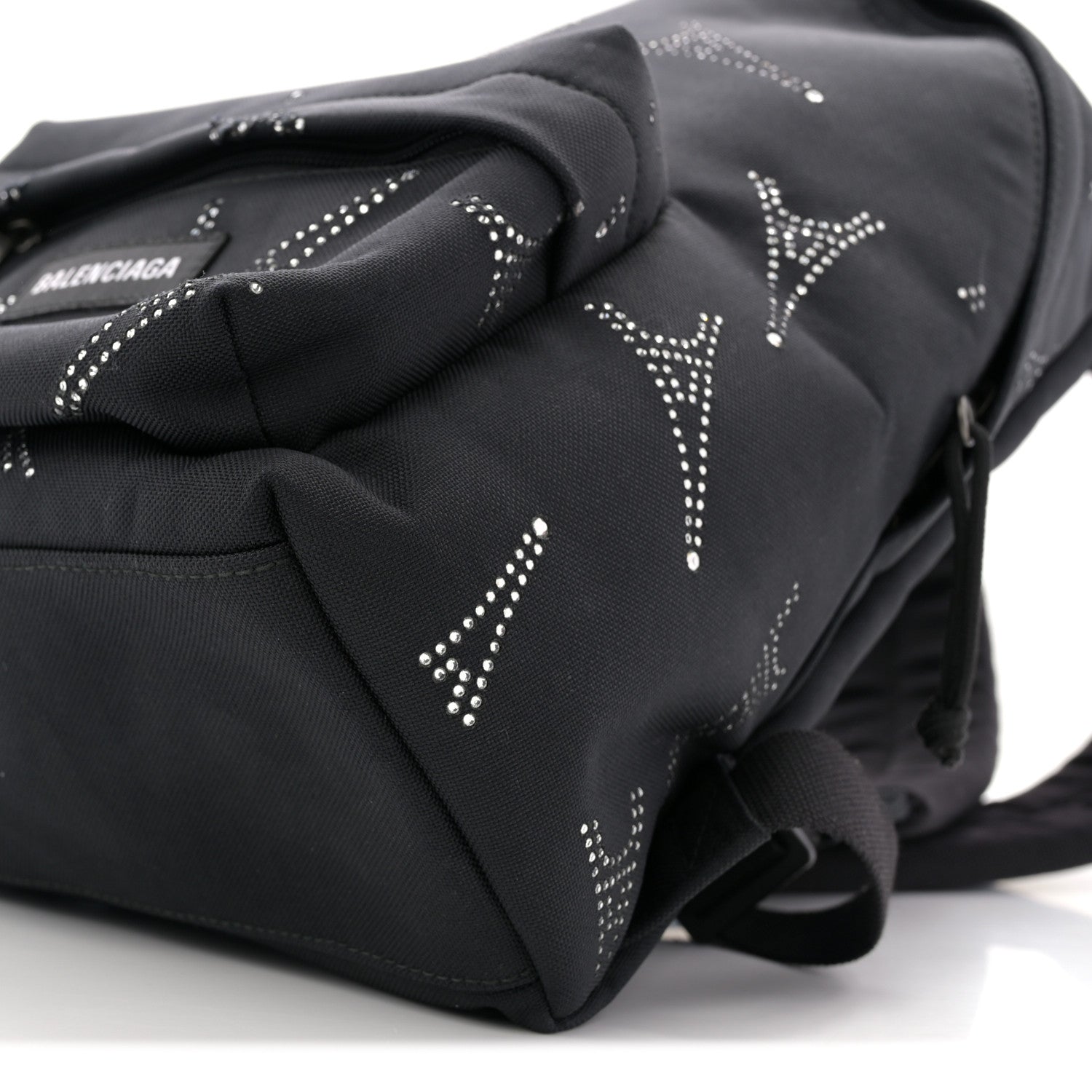 Balenciaga Canvas Crystal Embellished Eiffel Tower Explorer Backpack S Black