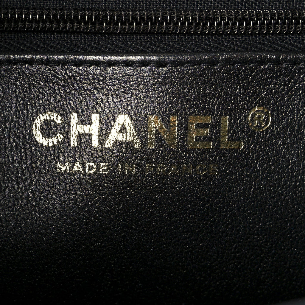 Chanel Mirror Calfskin Quilted Nano Kelly Shopper Black