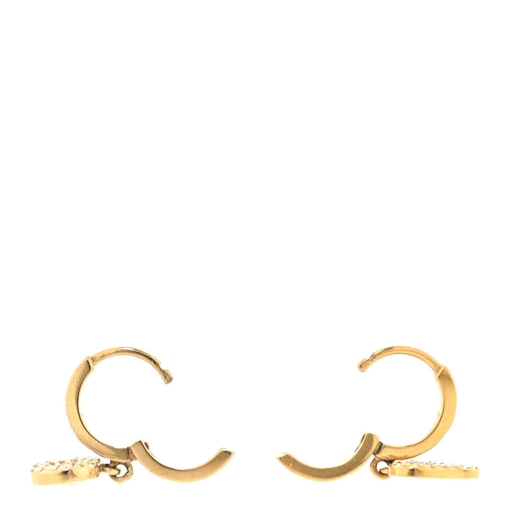 Christian Dior Crystal Heart Clair D Lune Hoop Drop Earrings Gold