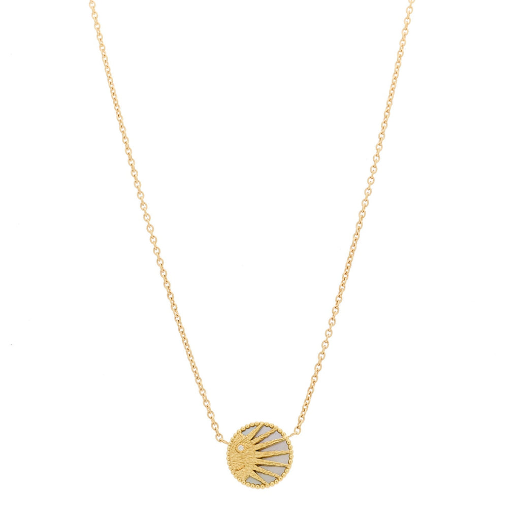 Christian Dior 18K Yellow Gold Diamond Black Onyx Mother of Pearl Rose Celeste Pendant Necklace