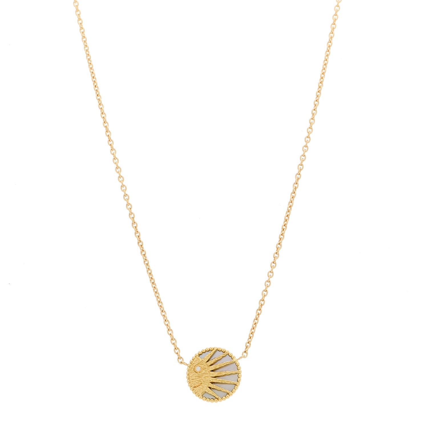 Christian Dior 18K Yellow Gold Diamond Black Onyx Mother of Pearl Rose Celeste Pendant Necklace