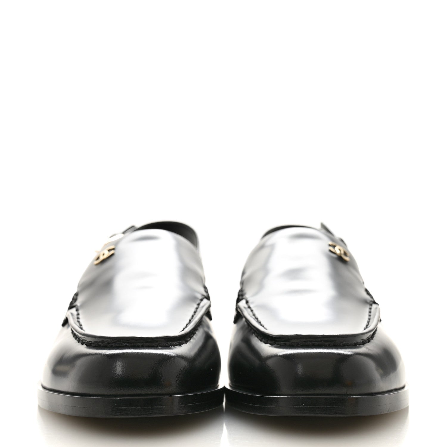 Chanel Shiny Calfskin Slingback Loafers 39.5  Black