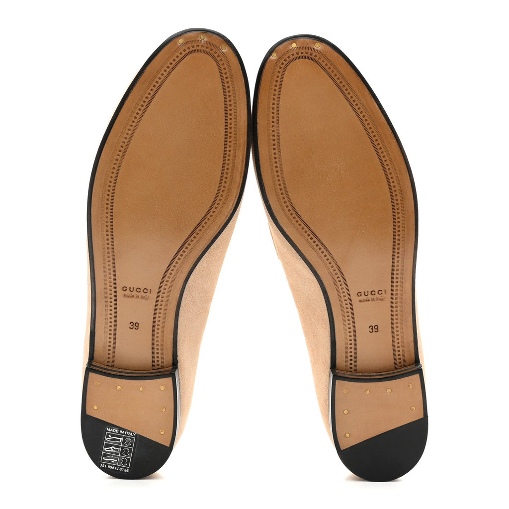Gucci Suede Horsebit Womens Jordaan Loafers 39 Pink Sand