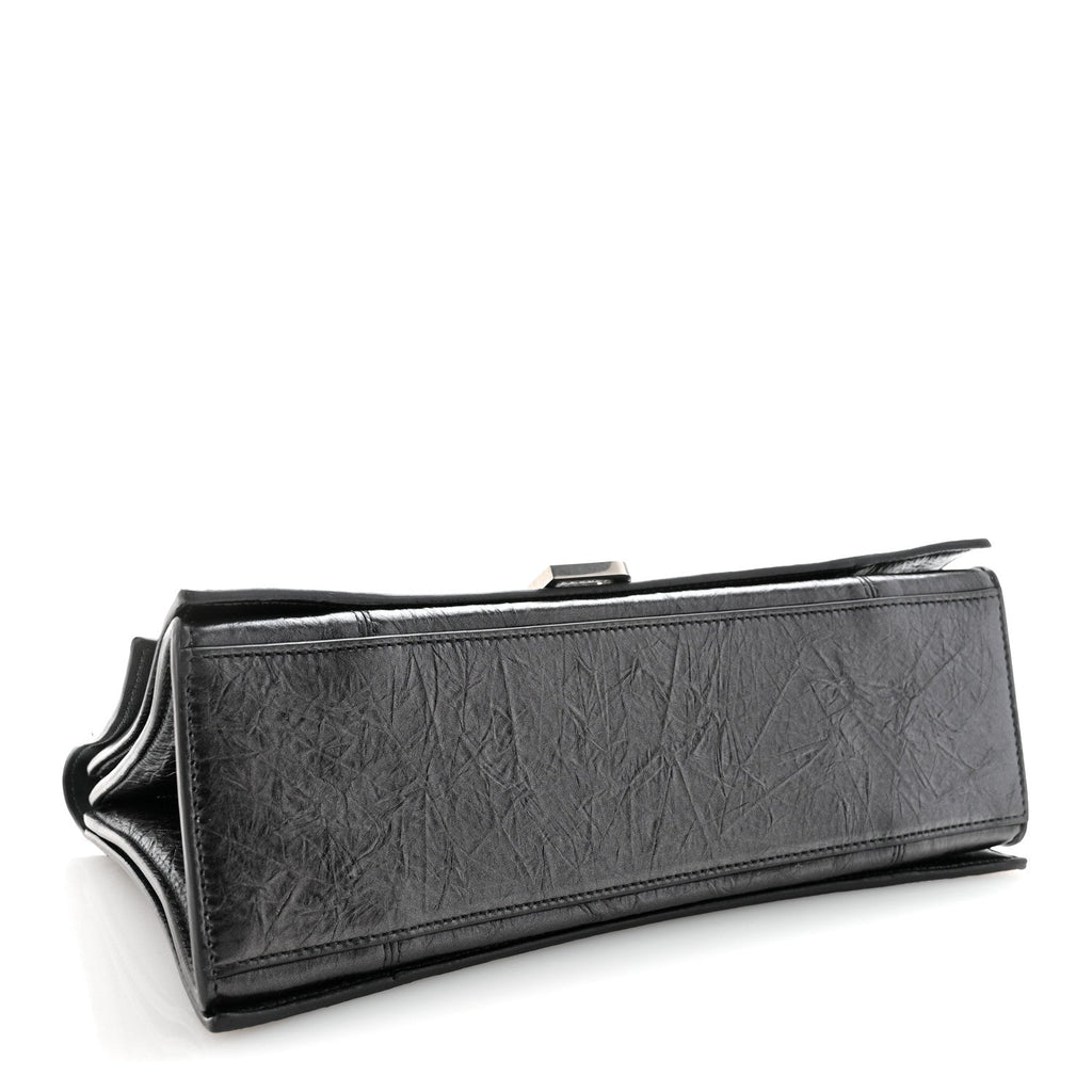 Balenciaga Metallic Crushed Calfskin Medium Crush Chain Bag Steel Grey