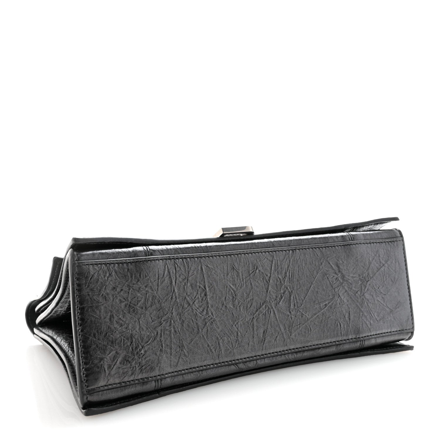 Balenciaga Metallic Crushed Calfskin Medium Crush Chain Bag Steel Grey