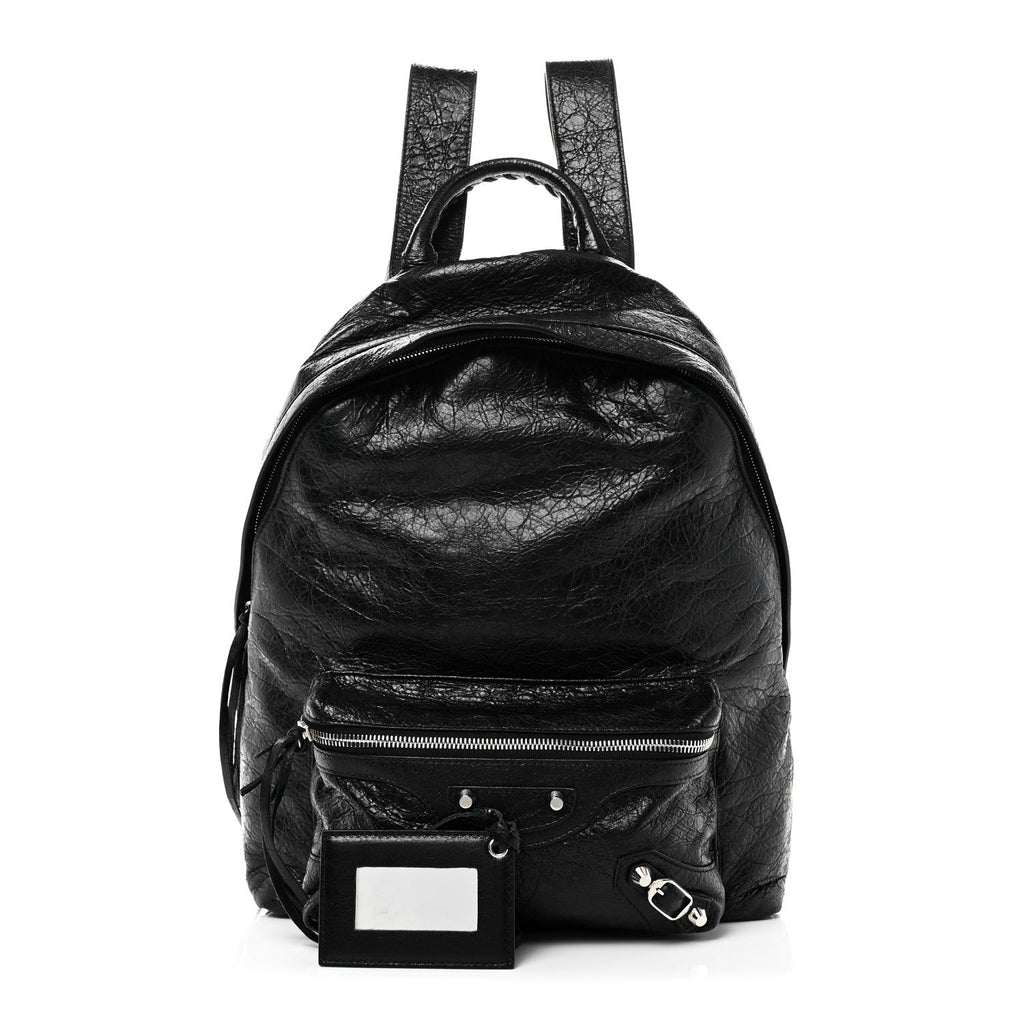 Balenciaga Agneau Classic Silver Hardware Backpack Black