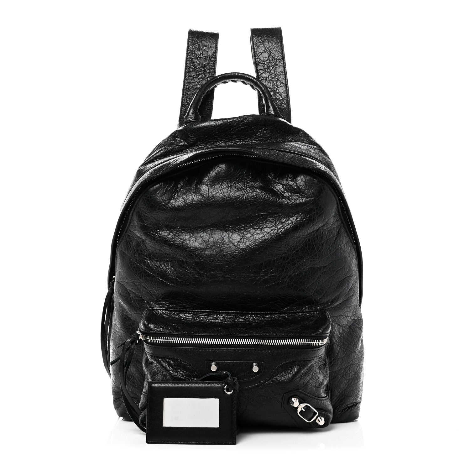Balenciaga Agneau Classic Silver Hardware Backpack Black