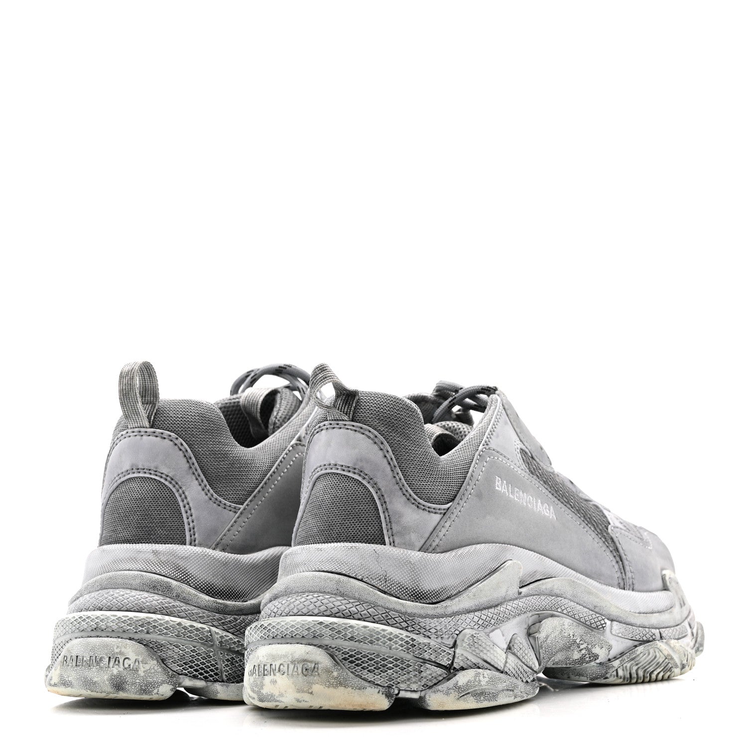 Balenciaga Fabric Mesh Dyed Mens Triple S Sneakers 45 Grey