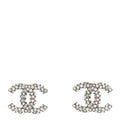Chanel Crystal CC Treasure Chest Earrings Silver