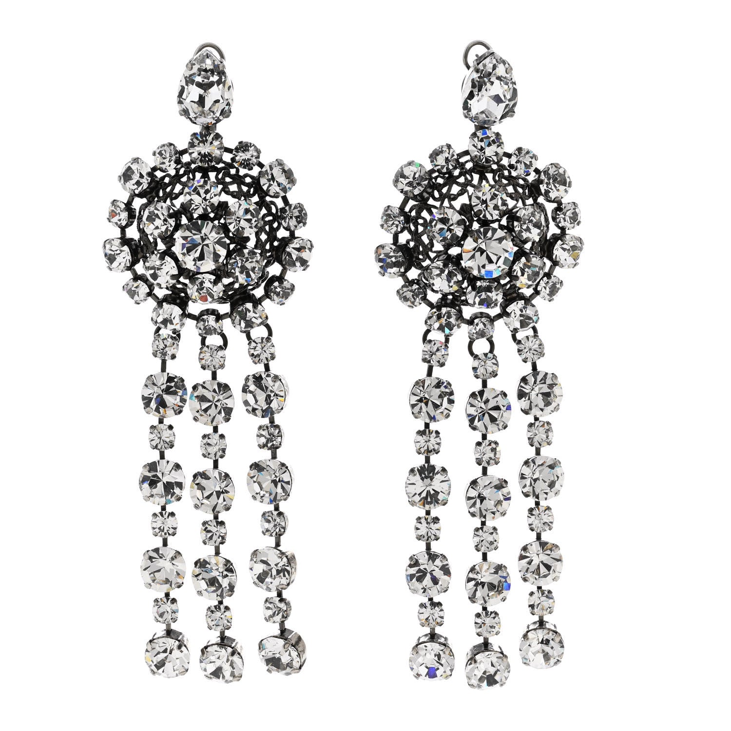 Gucci Metal Crystal Drop Earrings