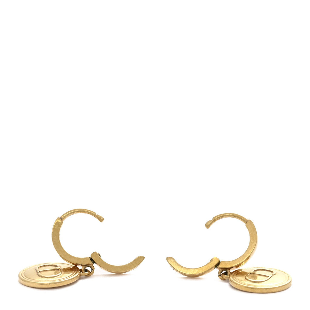 Christian Dior Metal CD Earrings Aged Gold