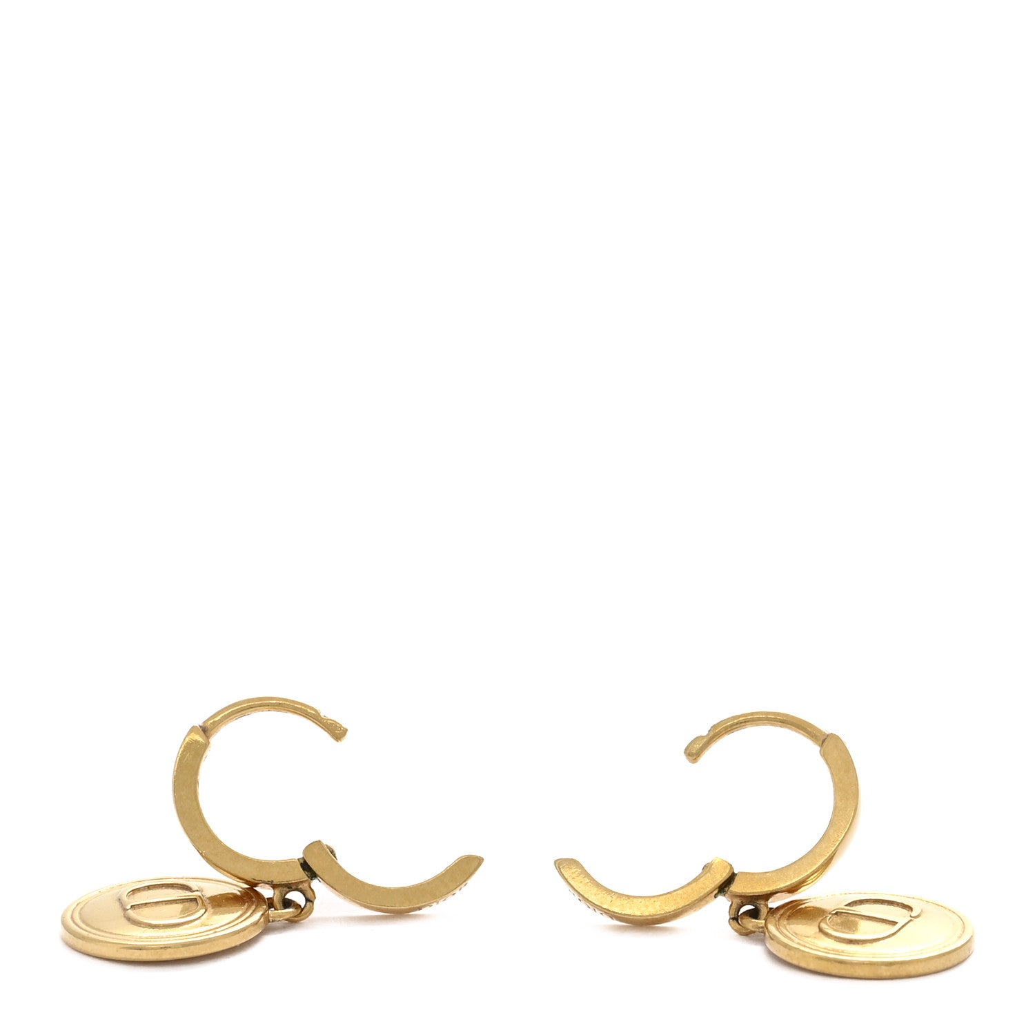 Christian Dior Metal CD Earrings Aged Gold