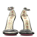 Gucci Kid Scamosciato Crystal Ankle Strap High Heel Sandals 36.5 Black