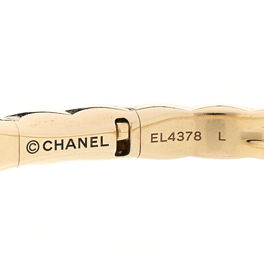 Chanel 18K Yellow Gold Diamond Mini Coco Crush Cuff Bracelet L