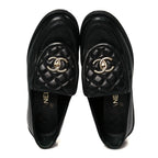 Chanel Lambskin Quilted CC Turnlock Loafers 37 Black