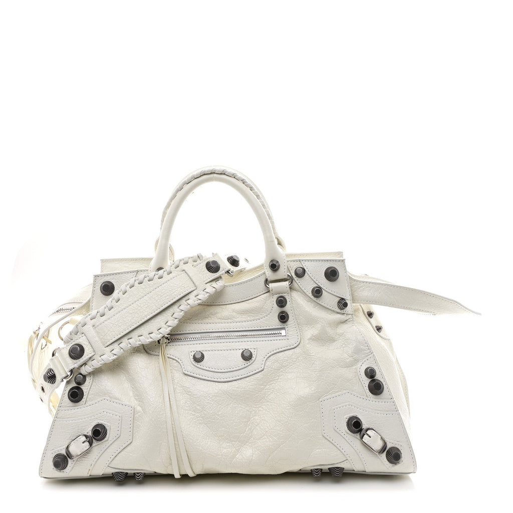 Balenciaga Agneau Arena Neo Cagole City Handbag Optic White