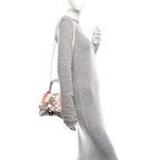 Balenciaga Faux Calfskin Fabric Glow In The Dark Small Sneakerhead Top Handle Bag White Orange