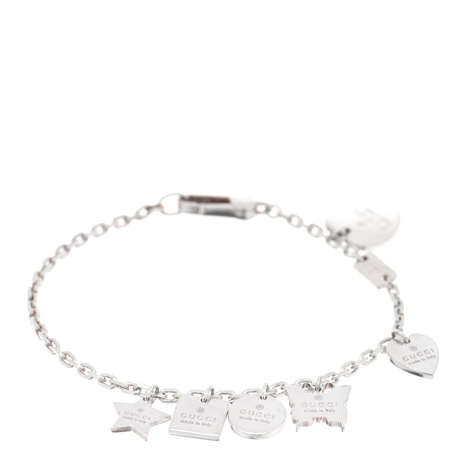 Gucci Sterling Silver Trademark Charm Bracelet