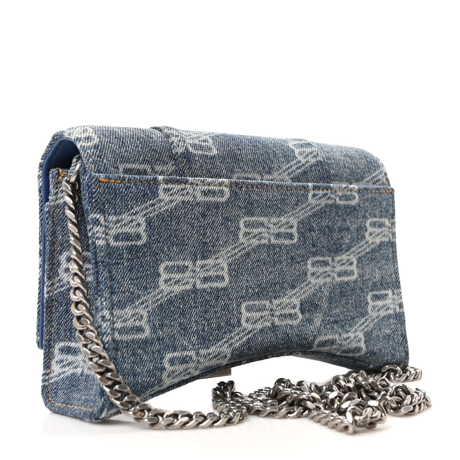 Balenciaga Denim BB Monogram Hourglass Chain Bag Blue