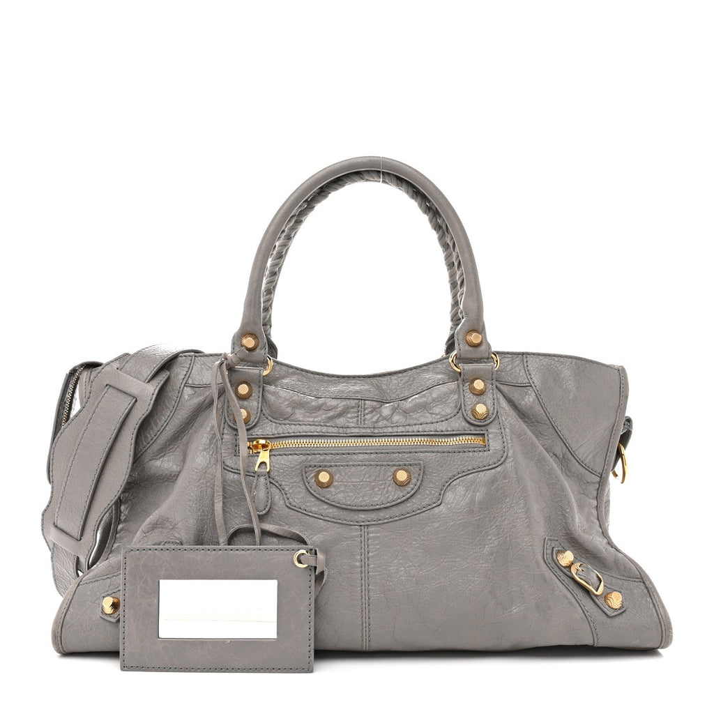 Balenciaga Agneau Giant 12 Gold Hardware Part Time Gris Pyrite