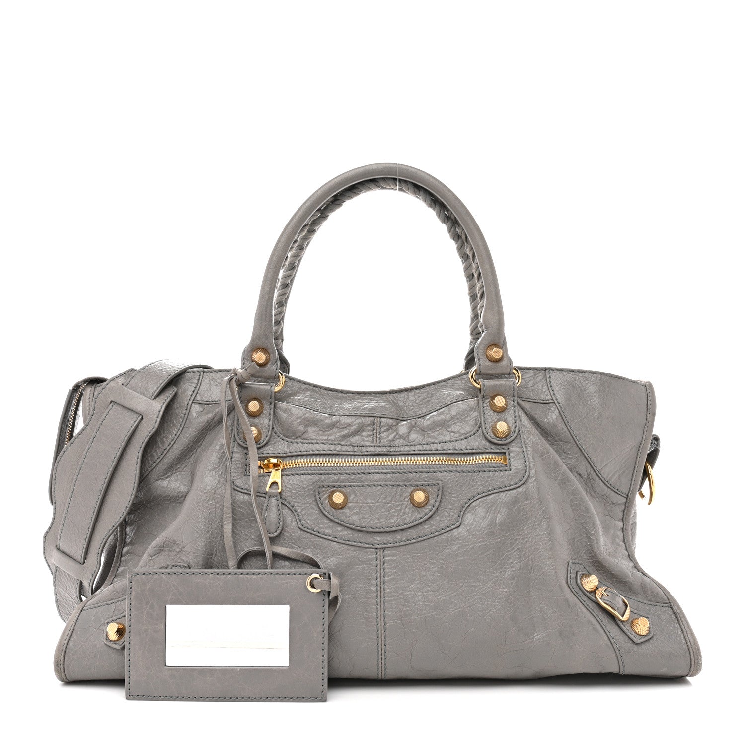Balenciaga Agneau Giant 12 Gold Hardware Part Time Gris Pyrite