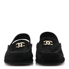 Chanel Suede Calfskin CC Slingback Loafers 37.5 Black
