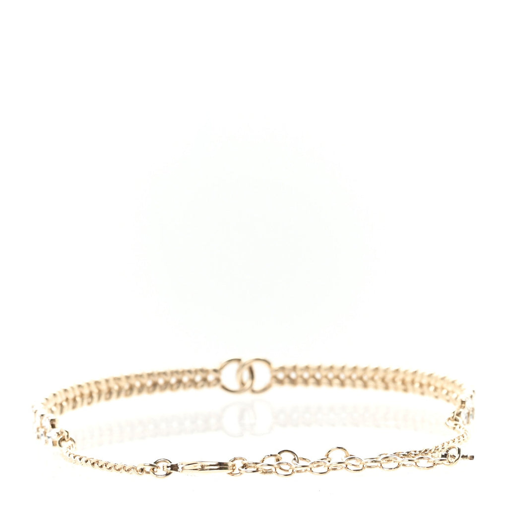 Chanel Crystal Sparkling Wheat CC Choker Necklace Gold