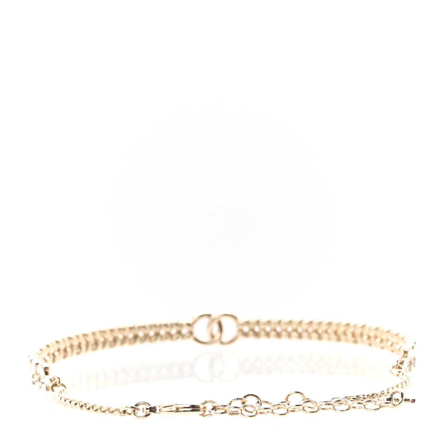 Chanel Crystal Sparkling Wheat CC Choker Necklace Gold