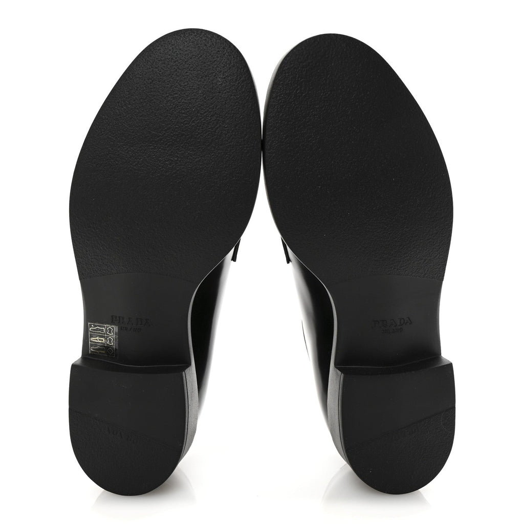Prada Spazzolato Lace Up 50mm Loafers 39 Black