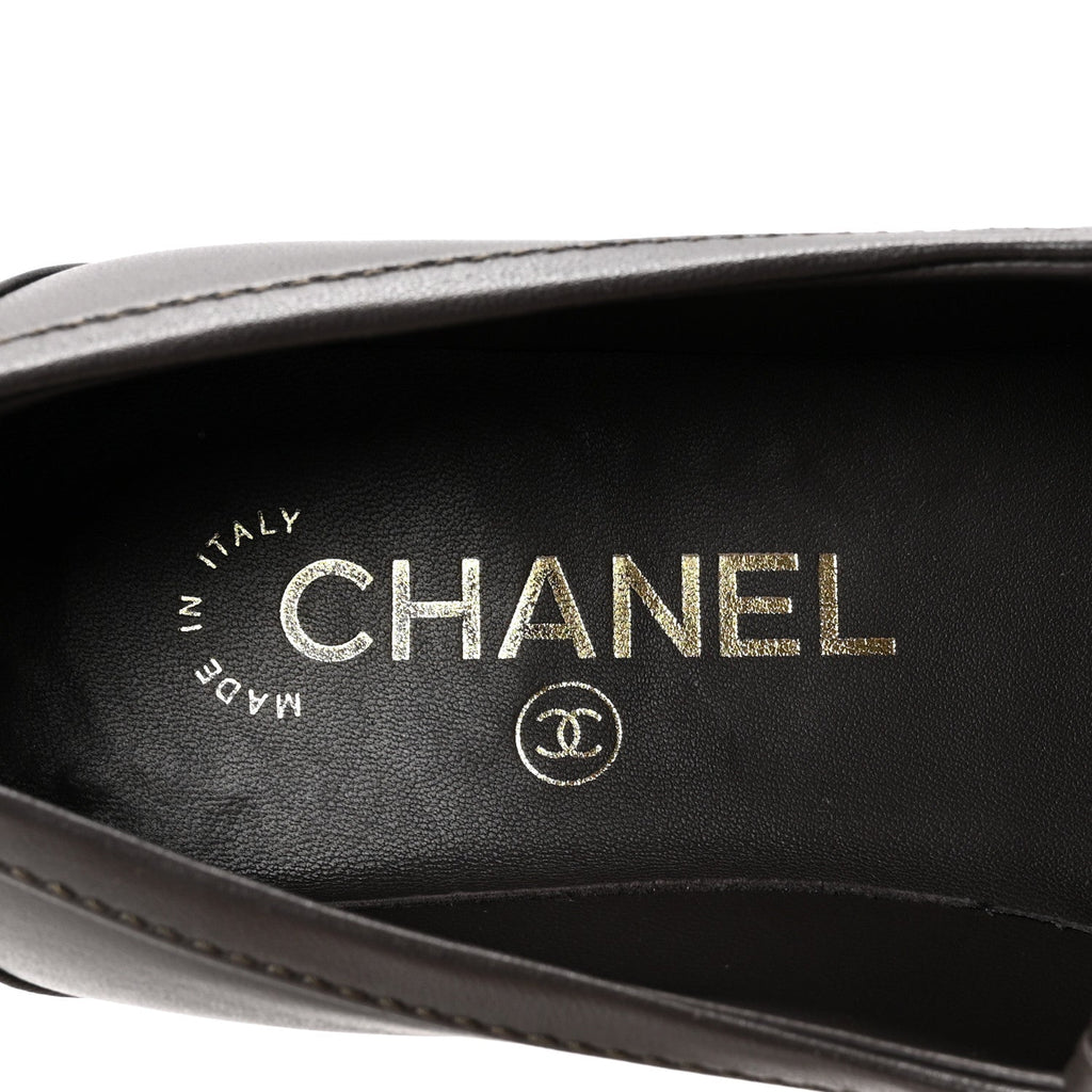Chanel Lambskin Quilted CC Turnlock Loafers 36 Dark Brown