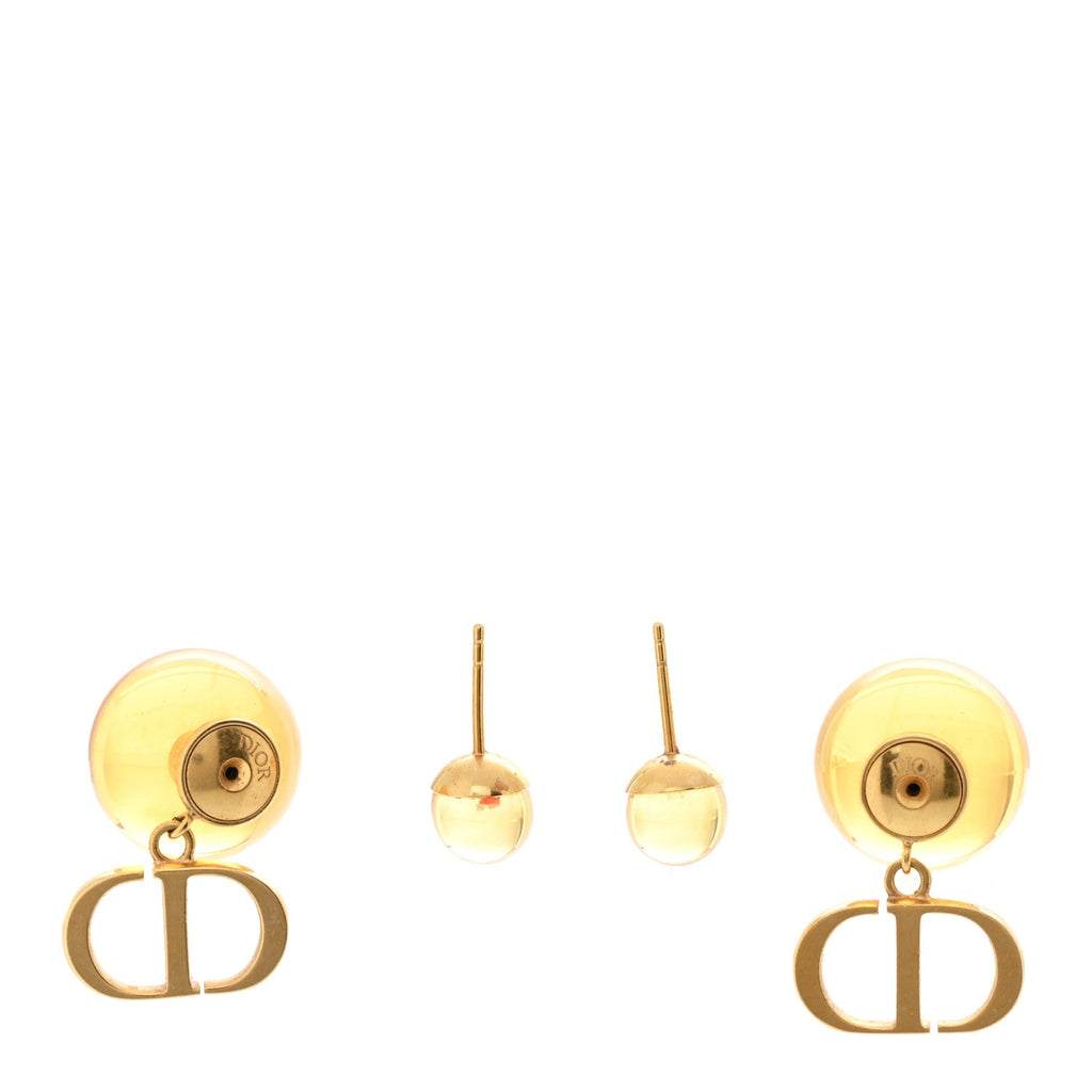 Christian Dior Metal Resin CD Tribales Earrings Translucent Yellow