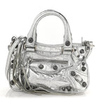 Balenciaga Agneau Arena Neo Cagole Mini Handbag Silver