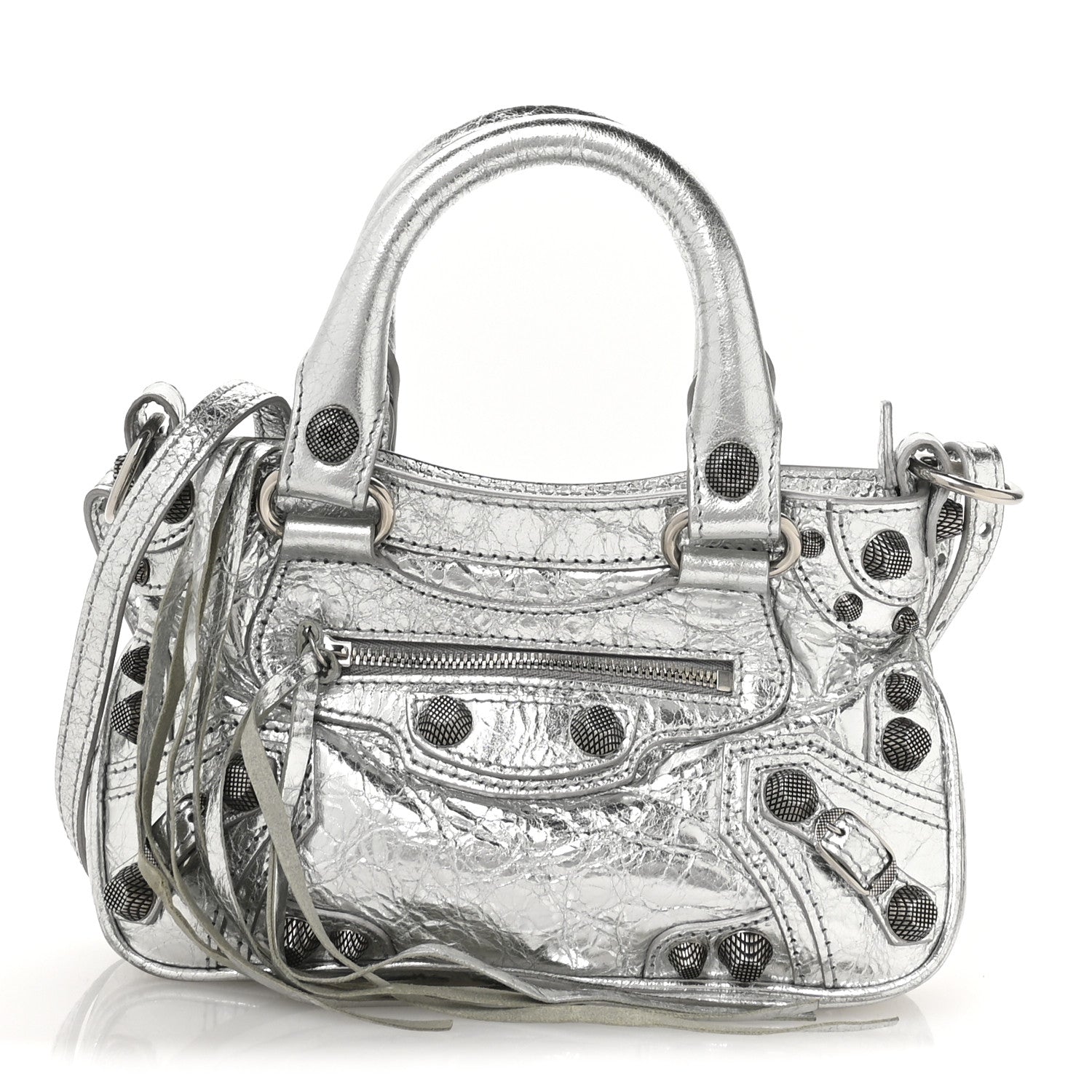 Balenciaga Agneau Arena Neo Cagole Mini Handbag Silver