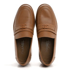 Chanel Calfskin CC Platform Loafers 38 Beige