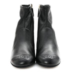 Chanel Stretch Lambskin Cap Toe CC Short Boots 35 Black