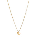 Christian Dior Metal Crystal CD Logo Pendant Necklace Gold