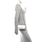 Balenciaga Metallic Extra Supple Calfskin Crocodile Embossed Gossip Wallet On Chain Silver