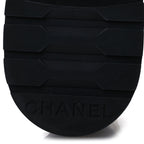 Chanel Shiny Goatskin Calfskin Quilted Lace Up Combat Boots 41.5 White Black