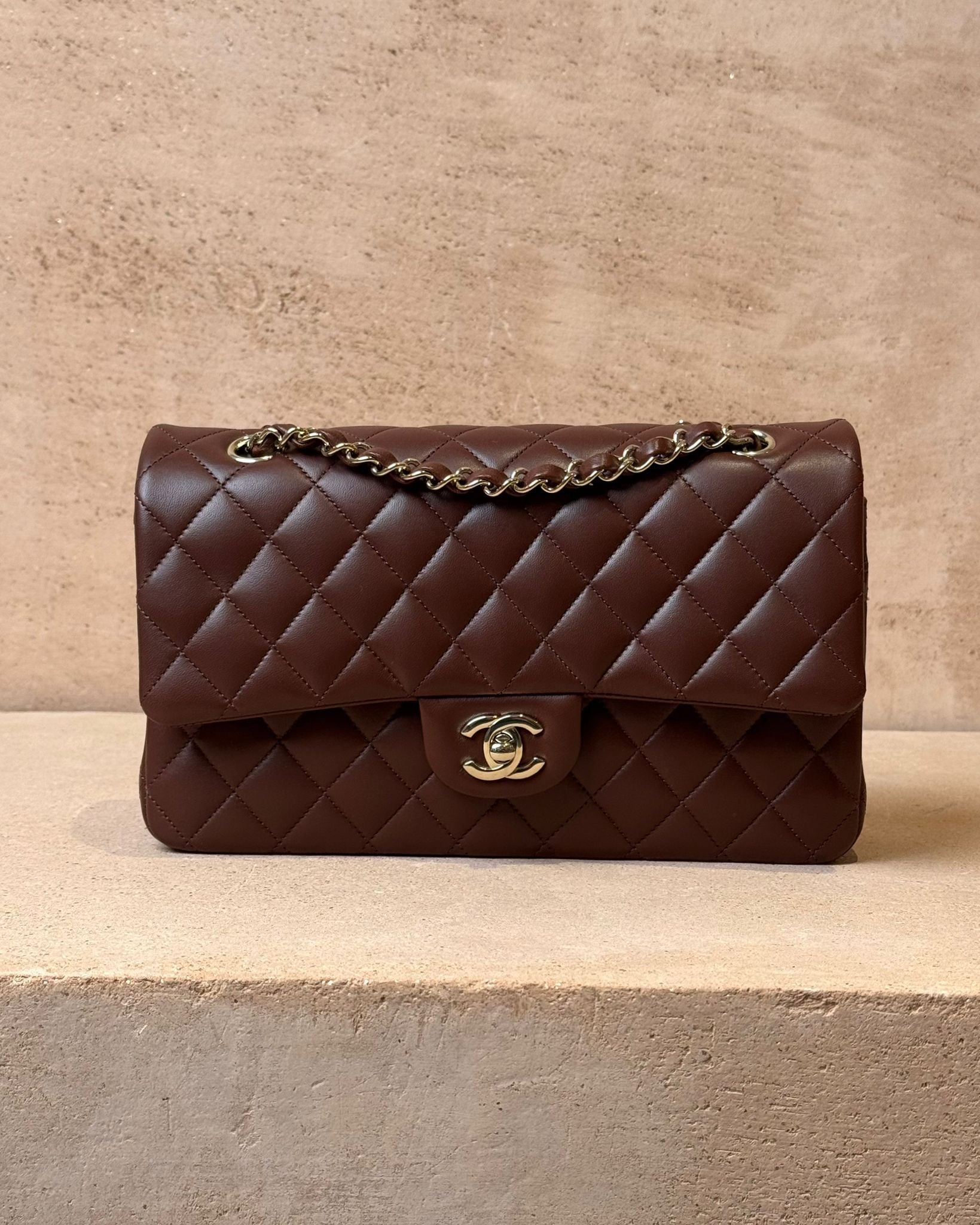Chanel Medium Classic Flap - Brown Lambskin | Champagne Gold Hardware
