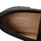 Gucci Magnum Calfskin Nappa Samoa Womens Horsebit Platform Chunky Lug Sole 40mm Loafers 39 Black