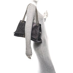 Balenciaga Metallic Crushed Calfskin Large Crush Chain Bag Steel Grey
