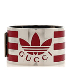 Gucci X ADIDAS Metal Enamel Cuff Bracelet  Silver Red