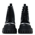 Balenciaga Calfskin Womens Strike 20mm Lace Up Boots 38 Black