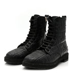 Fendi Nappa FF Embossed Womens Biker Boots 39.5 Black
