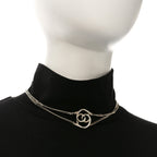 Chanel Crystal CC Oval Necklace Gold